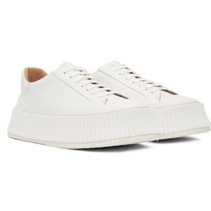Jil Sander Olona Platform Leather Sneakers White 36